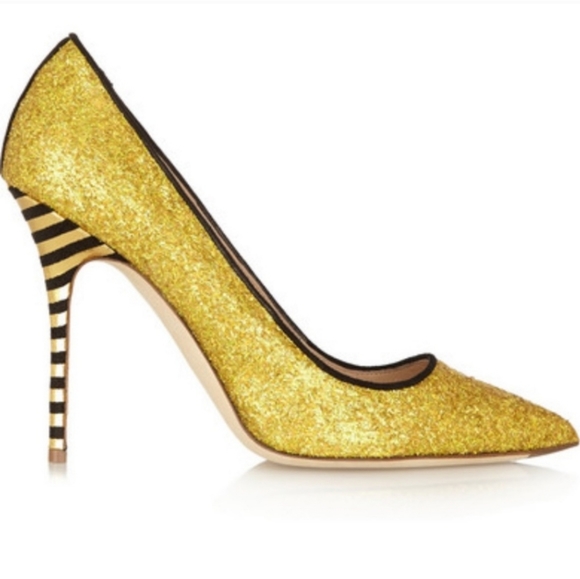 J. Crew Collection Roxie Yellow Gold Glitter Pumps 8.5 - Picture 1 of 5